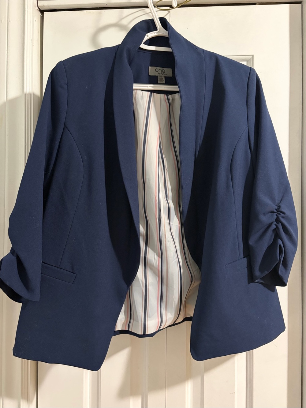 Womens Navy Open-Front Blazer Jacket